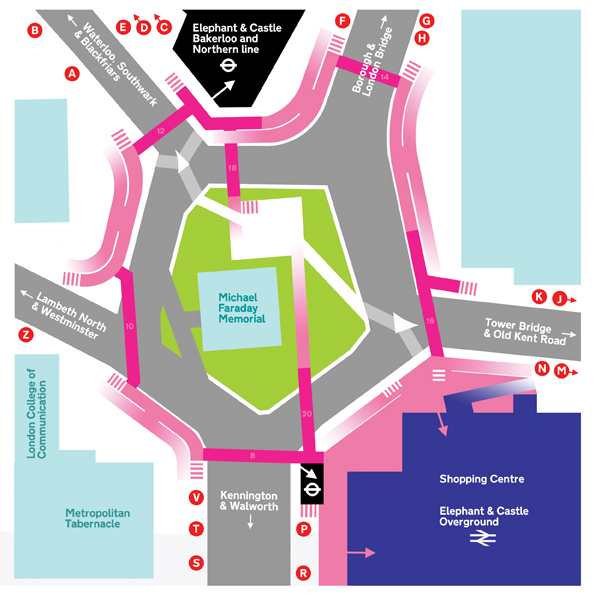 Elephant and Castle Pedestrian Map Save Our Subways