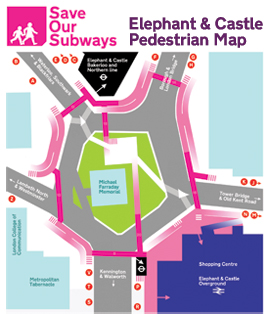 Elephant and Castle Pedesrian Map